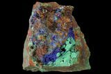 Sparkling Azurite and Malachite Crystal Cluster - Morocco #127518-2